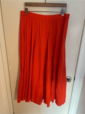 JGoods Bright Red Pleated Maxi Skirt